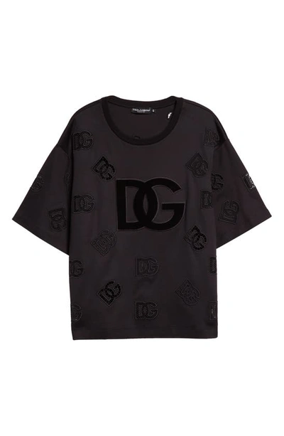Dolce & Gabbana Dolce&gabbana Logo Appliqué Oversize T-shirt In N0000nero