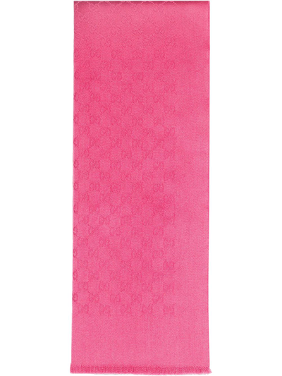 Gucci Gg Wool-blend Jacquard Scarf In Pink