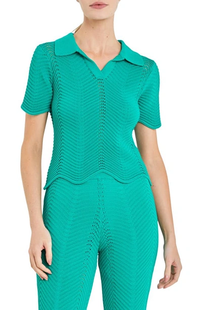 English Factory Scallop Detail Sweater In Green