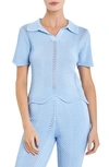 English Factory Scallop Detail Sweater In Powder Blue