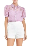 English Factory Puff Sleeve Organza Top In Lilac