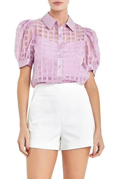 English Factory Puff Sleeve Organza Top In Lilac