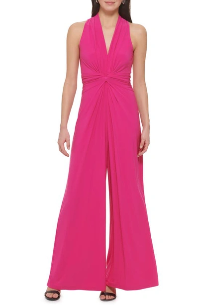 Vince Camuto Twist Front Wide Leg Sleeveless Jumpsuit In Hot Pink