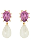 Oscar De La Renta Imitation Pearl Drop Earrings In Rose