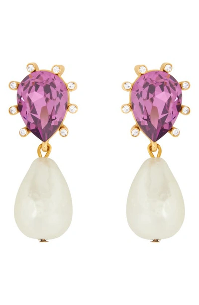Oscar De La Renta Imitation Pearl Drop Earrings In Rose