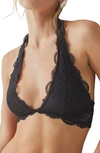 Free People Last Dance Lace Halter Bra In Black