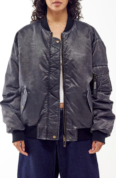Bdg Urban Outfitters Oversize Reversible Bomber Jacket In Washed Black