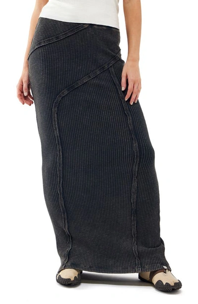 Bdg Urban Outfitters Washed Rib Seam Detail Knit Maxi Skirt In Charcoal