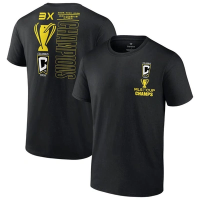 Fanatics Branded Black Columbus Crew Three-time Mls Cup Champions Trophy Case T-shirt