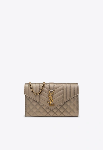 Saint Laurent Cassandre Continental Wallet In Quilted Leather In Metallic