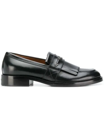 Givenchy Metal Arrow Fringed Leather Loafers In Black