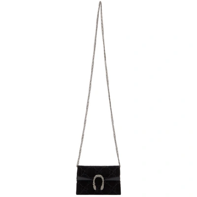 Gucci Supermini Dionysus Double G Velvet Shoulder Bag In 8176 Black