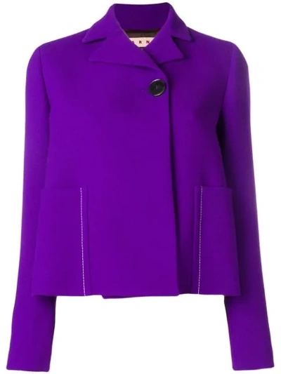 Marni Single Button Cropped Jacket - Purple