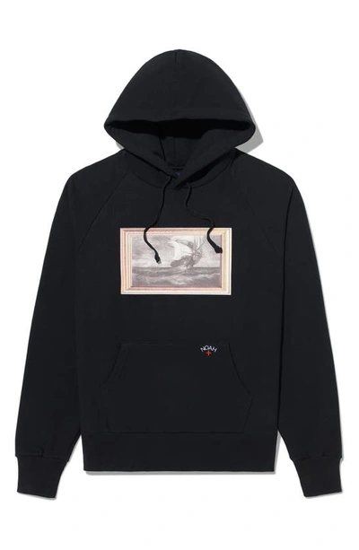 Noah X The Cure 'pirate Ships' Cotton Fleece Graphic Hoodie In Black