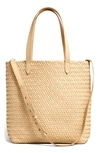 Madewell The Medium Transport Tote: Woven Leather Edition In Marzipan
