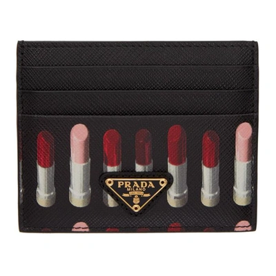 Prada Black Saffiano Lipstick Card Holder In F0lp8 B Lip