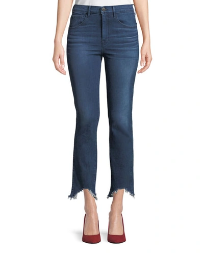 3x1 W3 Frayed Cropped Straight-leg Jeans In Blue
