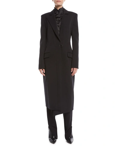 Olivier Theyskens Asymmetric-collar Tailored Wool-blend Long Coat In Black