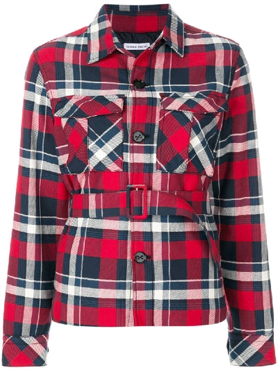 Tomas Maier Button-front Plaid Cotton Jacket In Red