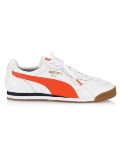 Puma Men's Roma Anniversary Leather Sneakers In White Red