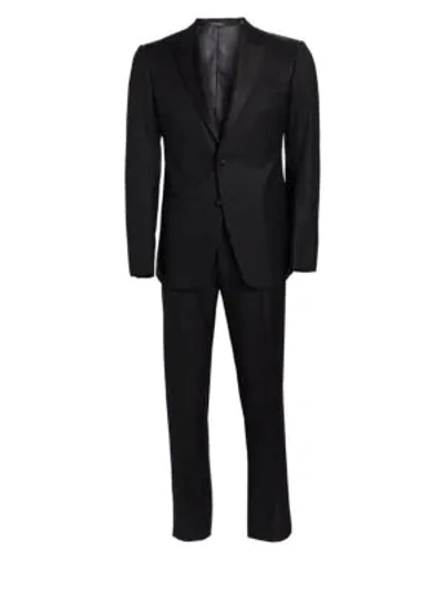 Emporio Armani Men's Wool Tonal Chevron Two-piece Tuxedo In Black