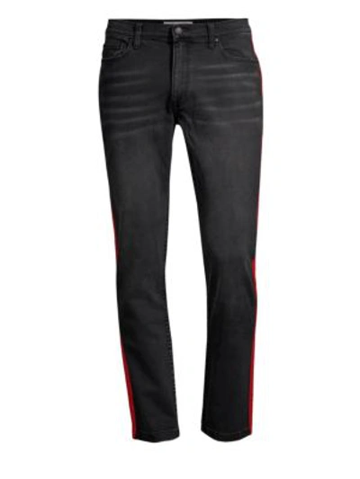 Ovadia & Sons Slim Fit Stripe Jeans In Washed Black