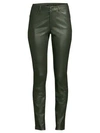 Lafayette 148 Mercer Mid-rise Leather Skinny Jeans In Spruce
