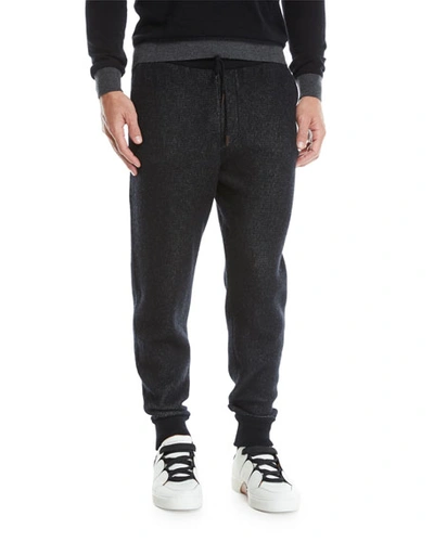 Ermenegildo Zegna Men's Knit Drawstring Jogger Pants In Black