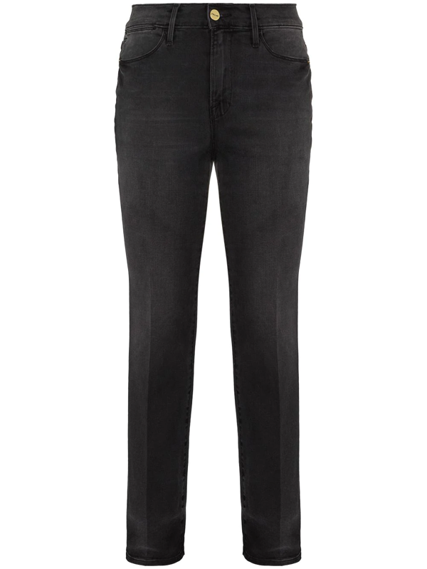 Frame Le High Straight High Rise Straight Leg Jeans In Grey Modesens