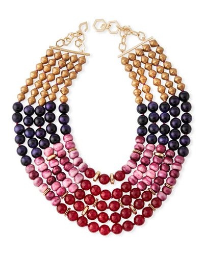 Akola Multilayer Necklace W/ Mixed Beads In Pink