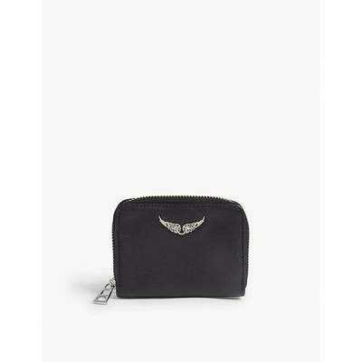 Zadig & Voltaire Leather Mini Wallet In Noir