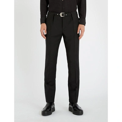 Givenchy Belted Straight-let Mohair And Wool-blend Trousers In Black