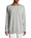 Lafayette 148 Cashmere Relaxed Pullover Sweater In Grey Heather