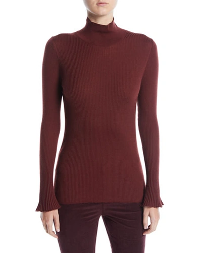 Lafayette 148 Mercer Curated Corduroy Flared Pants In Wine