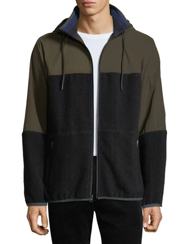 Vince Men's Mixed-media Hooded Jacket In Urban Green/spear