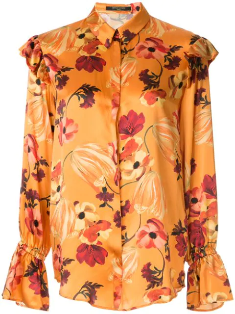 Mother Of Pearl Floral Print Ruffle Detail Blouse In Autumn Bloom ...