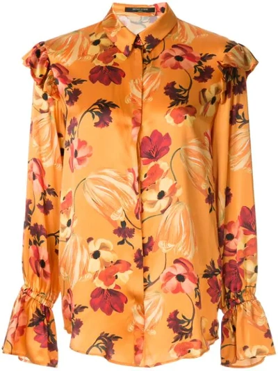Mother Of Pearl Floral Print Ruffle Detail Blouse In Autumn Bloom