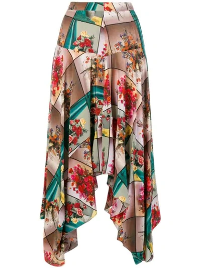 Stella Mccartney Flower Vase Print Silk Midi Skirt In Multicoloured