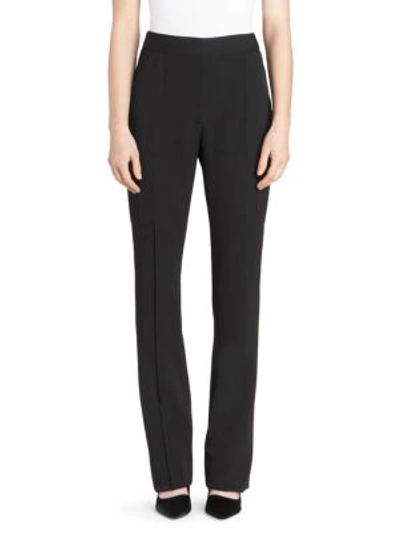 Stella Mccartney Flat-front Straight-leg Wool Pants W/ Elongated Pockets In Black