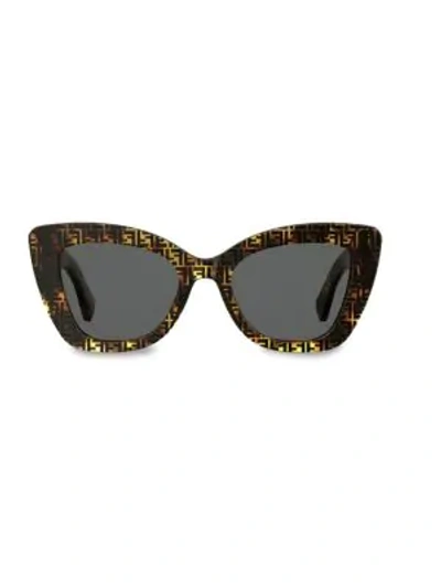 Fendi Women's 52mm Logo-print Cateye Sunglasses In Dark Havana