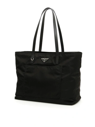 Prada Nylon Shopping Bag In Neronero