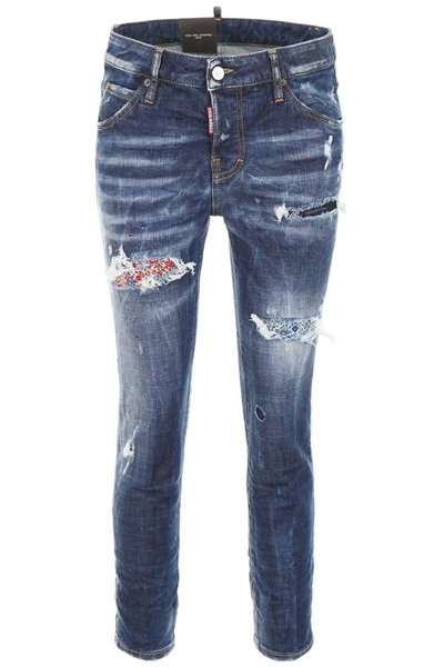 Dsquared2 Cool Girl Jeans With Liberty Patch In Blue