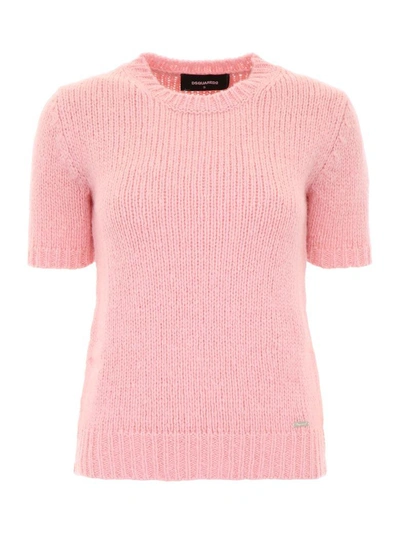 Dsquared2 Short-sleeved Knit Top In Pink|rosa