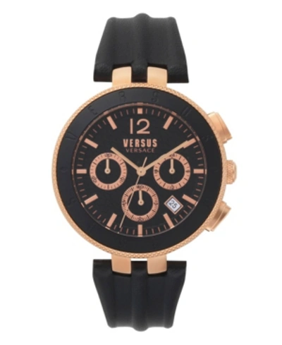 Versace Versus Men's Logo Chronograph Black Leather Strap Watch 44mm