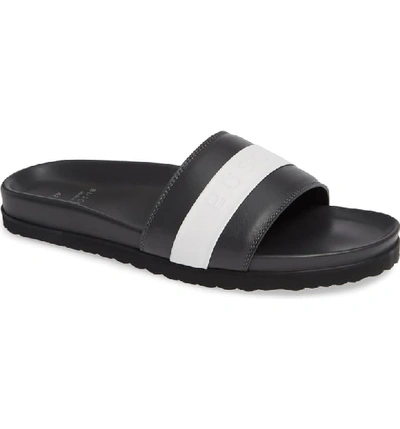 Buscemi Men's Logo Sport Slide Sandals In Grey/ White