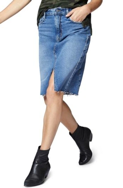 Sanctuary Sia Front-slit Denim Skirt In Blue