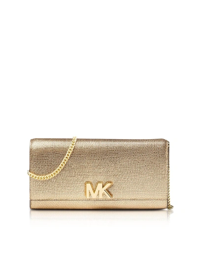 Michael Kors Mott Metallic Leather Chain Wallet In Gold