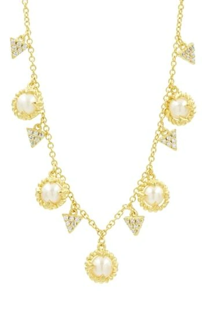 Freida Rothman Textured Pearl Charm Necklace In Pearl/ Gold