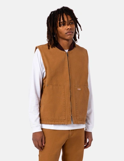 Dickies Duck Canvas Vest (insulated) In Brown