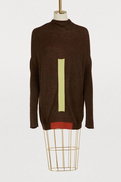 Rick Owens Alpaca Sweater In Brown/lime/rust